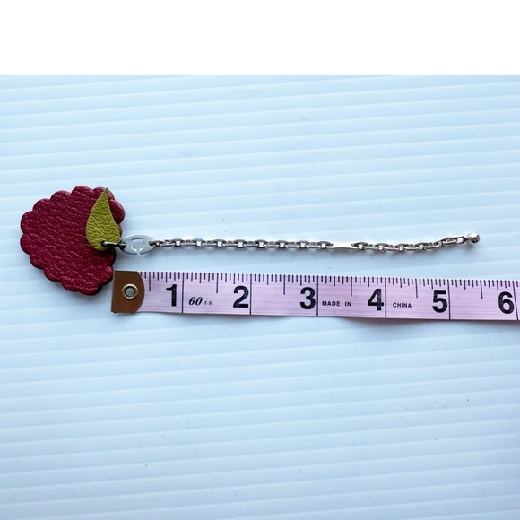 Hermes Paris Raspberry Bag Charm Key Chain Fruit Red Silver - Picture 9 of 12